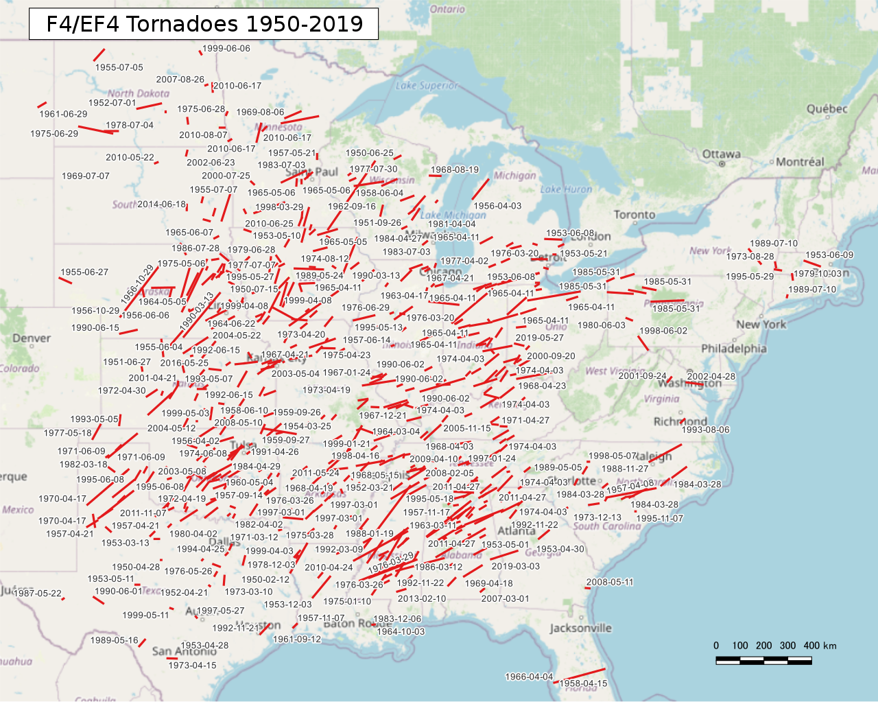 ef4 tornadoes 1950-2019
