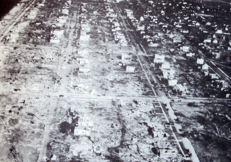 Aerial view of the damage in Murphysboro, Illinois